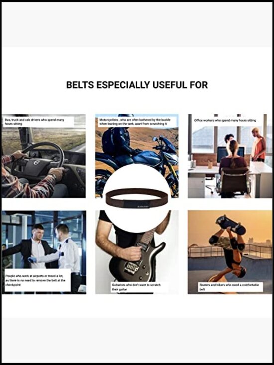 Buckle-Free Belt, Metal-Free, Lightweight, Hook and Loop Fastener